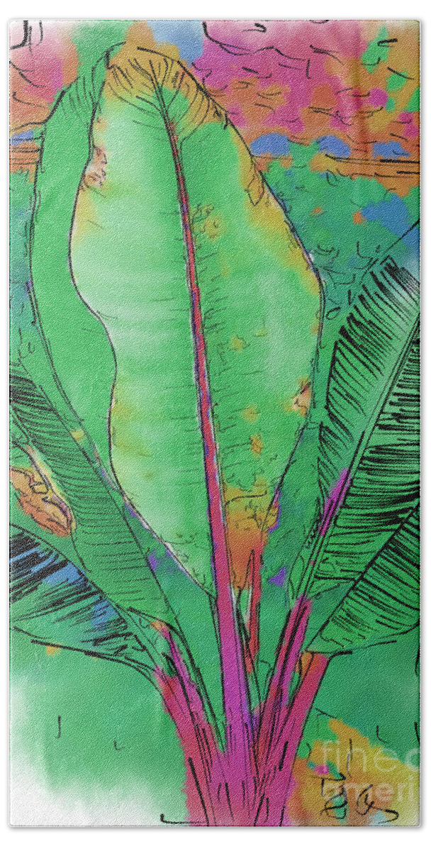 Tropical Beach Towel featuring the painting Tropical Foliage by Kirt Tisdale