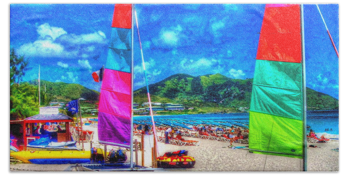 Sailboats Beach Towel featuring the photograph Tropical Sails by Debbi Granruth
