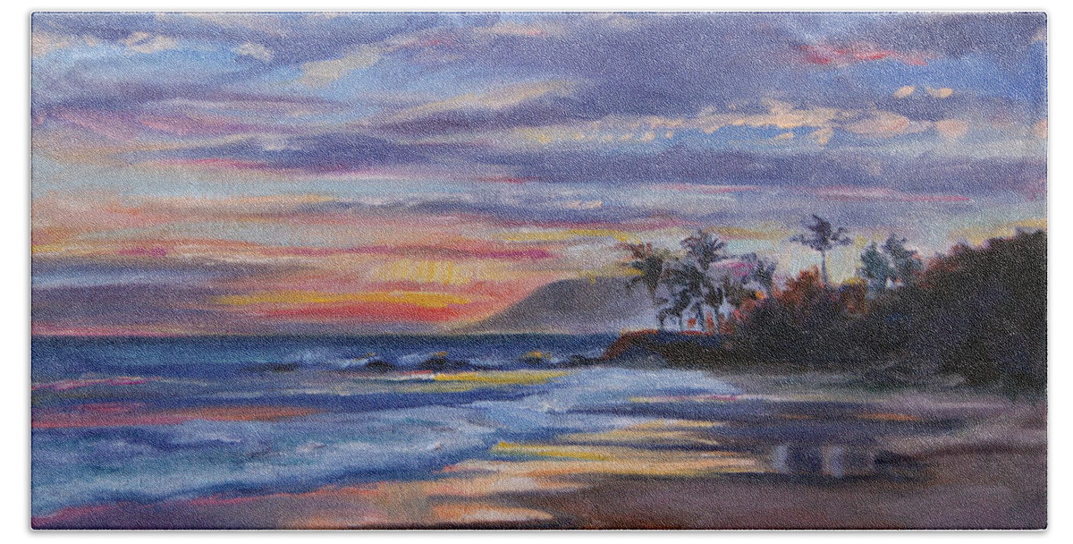 Sunset Painting Beach Towel featuring the painting Tropical Sunset by Jennifer Beaudet