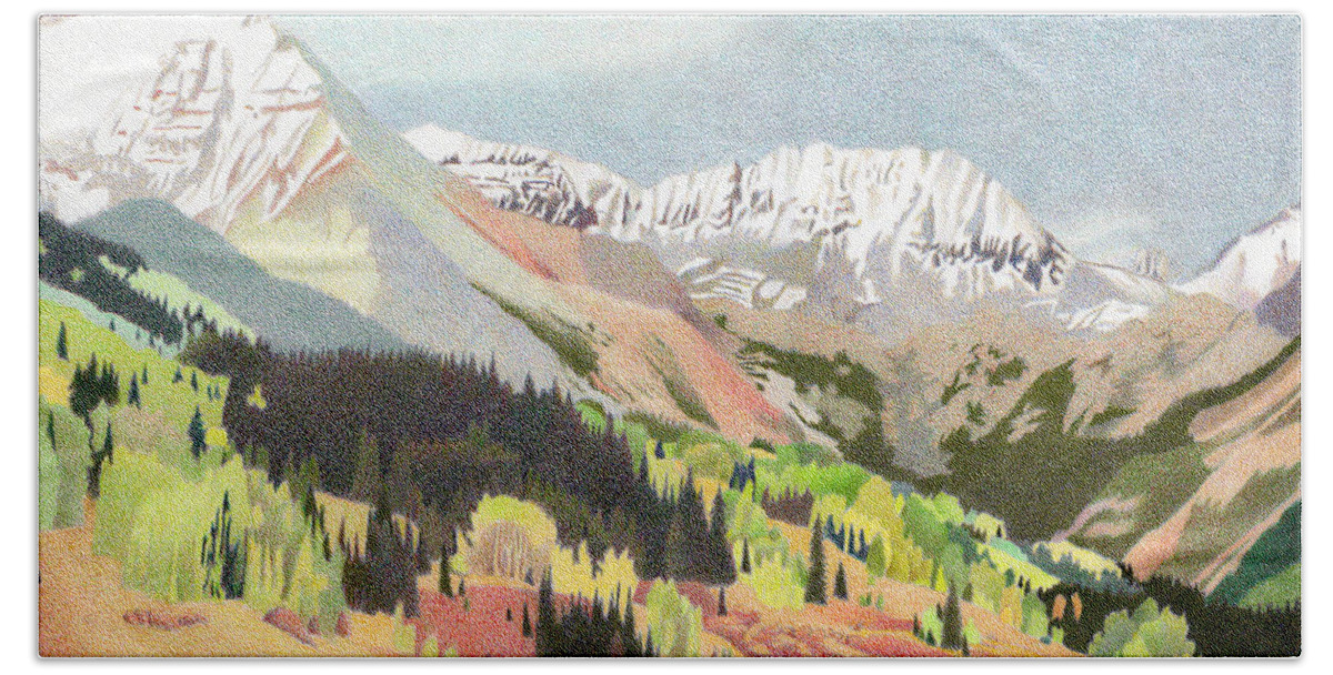 Art Beach Towel featuring the drawing Trout Lake Colorado by Dan Miller