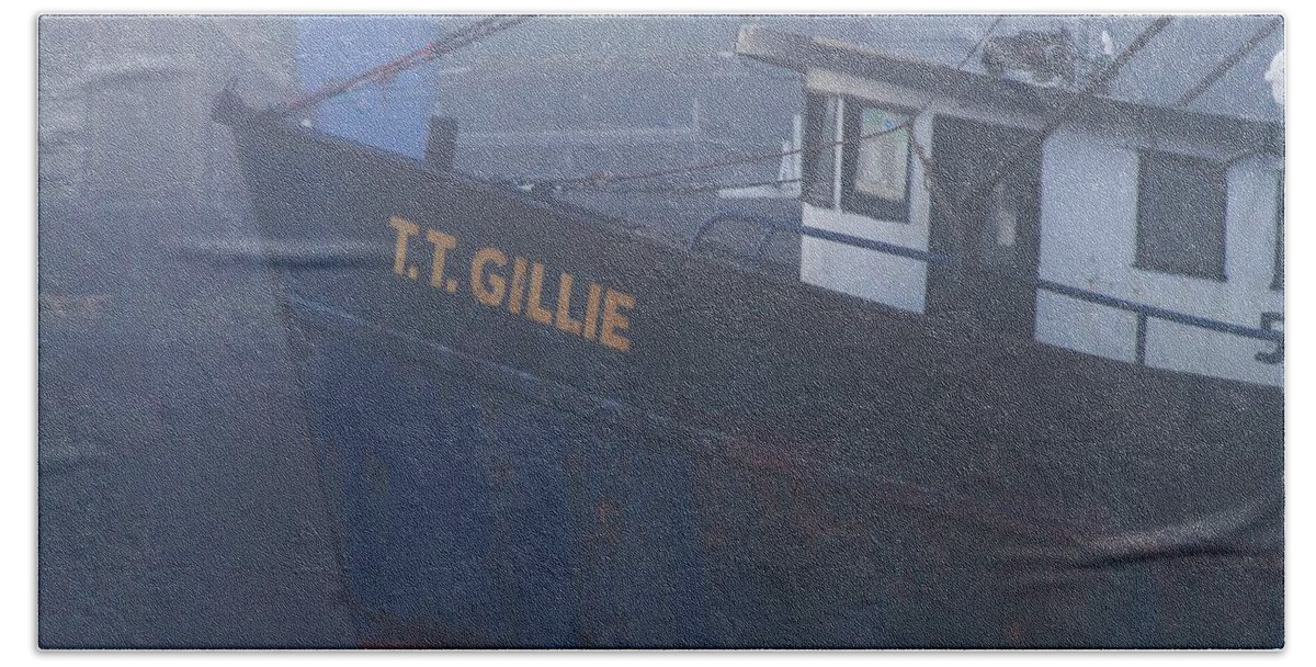Fishing Boat Beach Towel featuring the photograph T. T. Gillie by Nautical Chartworks
