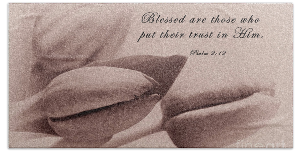 Psalm Beach Towel featuring the photograph Tulips and Scripture by Jill Lang