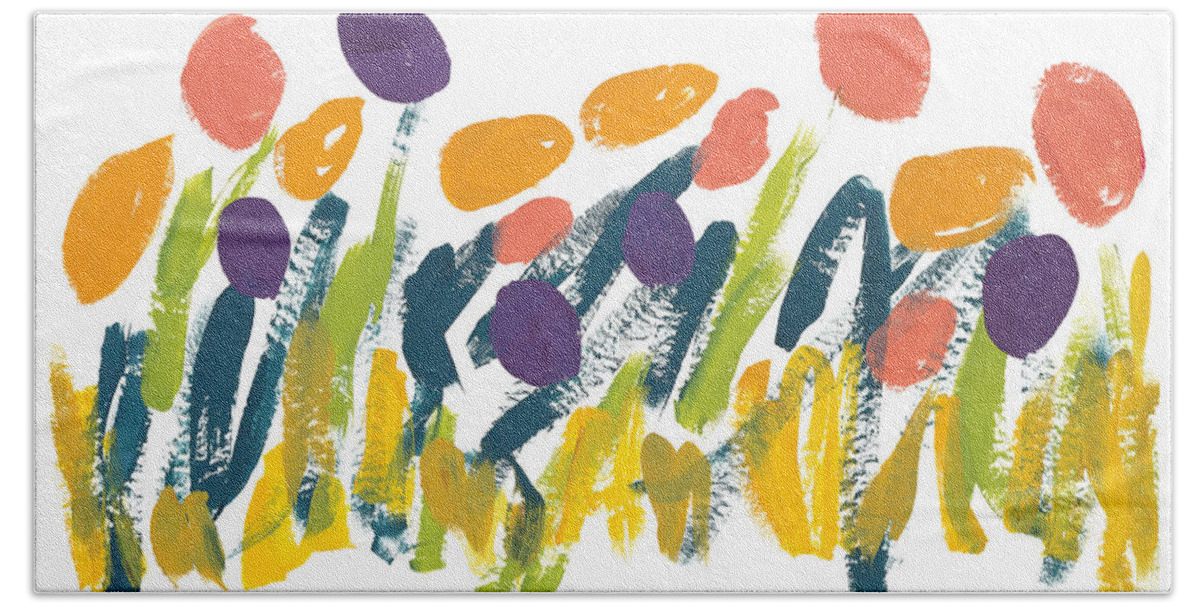 Contemporary Beach Sheet featuring the painting Tulips by Bjorn Sjogren