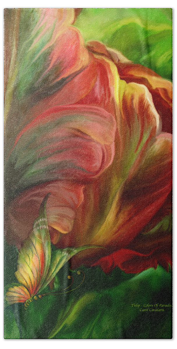 Tulip Beach Towel featuring the mixed media Tulips - Colors Of Paradise by Carol Cavalaris
