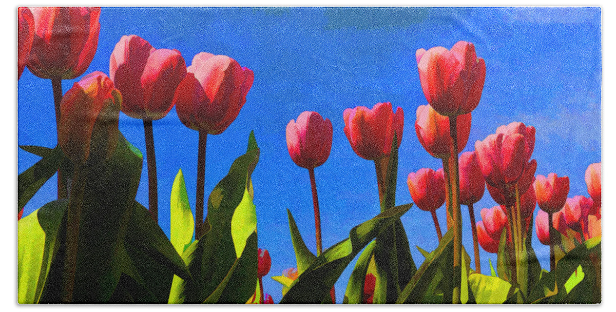 Tulips Beach Towel featuring the photograph Tulips by David Gleeson
