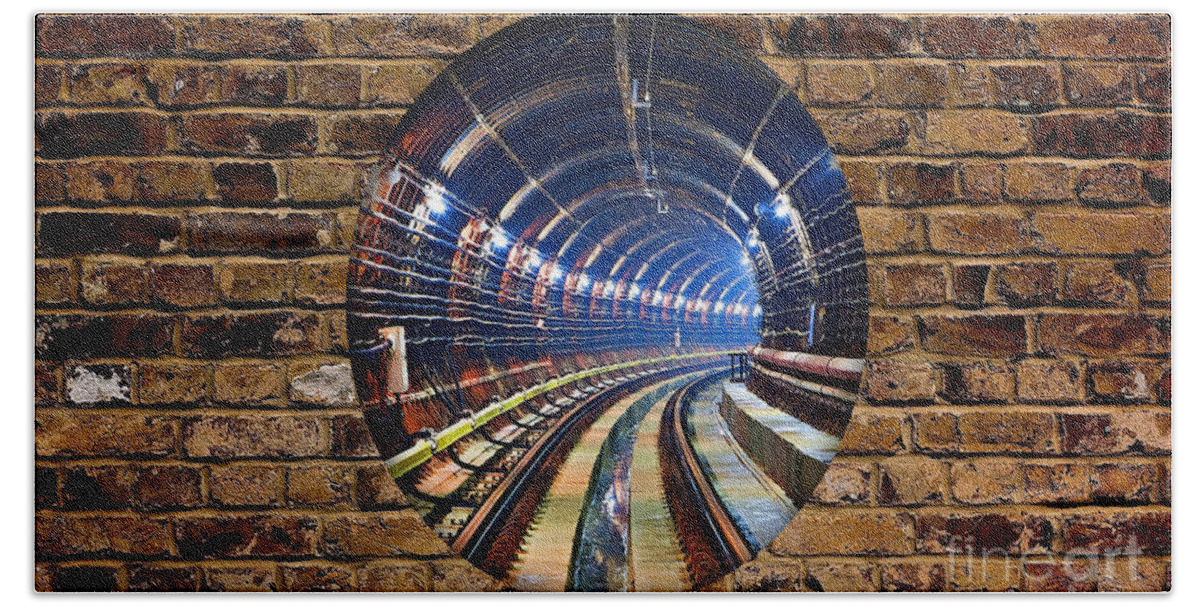 Tunnel Art Beach Towel featuring the mixed media Tunnel by Marvin Blaine