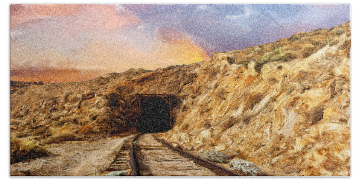 Tunnel Beach Towel featuring the painting Tunnel Vision by Dominic Piperata