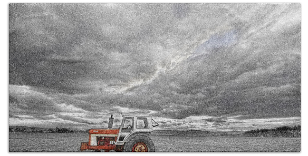 Farming Beach Towel featuring the photograph Turbo Tractor Superman Country Evening Skies by James BO Insogna