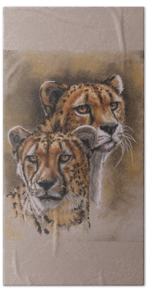 Acinonyx Beach Sheet featuring the pastel Twins by Barbara Keith
