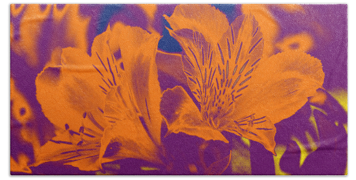 Linda Brody Beach Towel featuring the photograph Two Lilies Gradient by Linda Brody