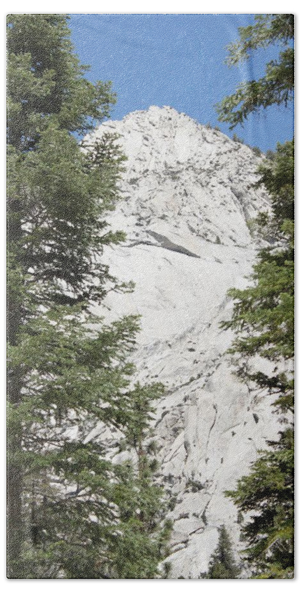 Mt. Whitney National Park Beach Sheet featuring the photograph Two Trees and the Peak by Amy Gallagher