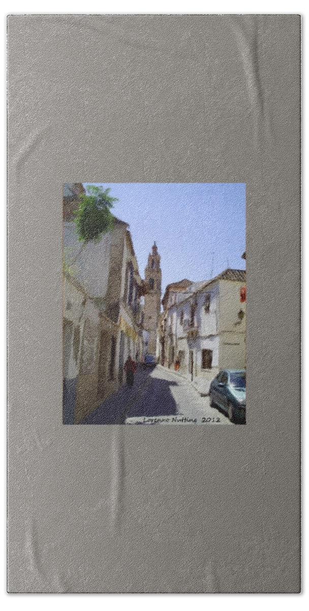 Calle Tipica Beach Towel featuring the painting Typical Street in Ecija Spain by Bruce Nutting