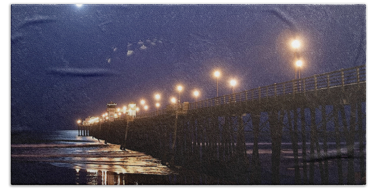 Oceanside Beach Towel featuring the photograph UFO's Over Oceanside Pier by Ann Patterson