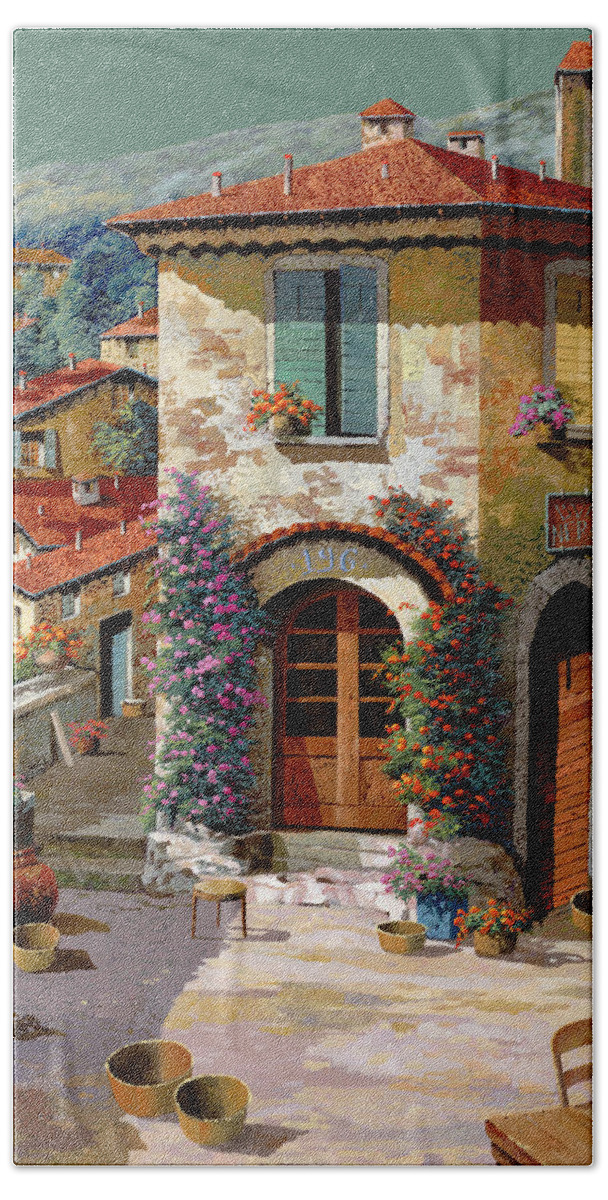 Light Green Sky Beach Towel featuring the painting Un Cielo Verdolino by Guido Borelli