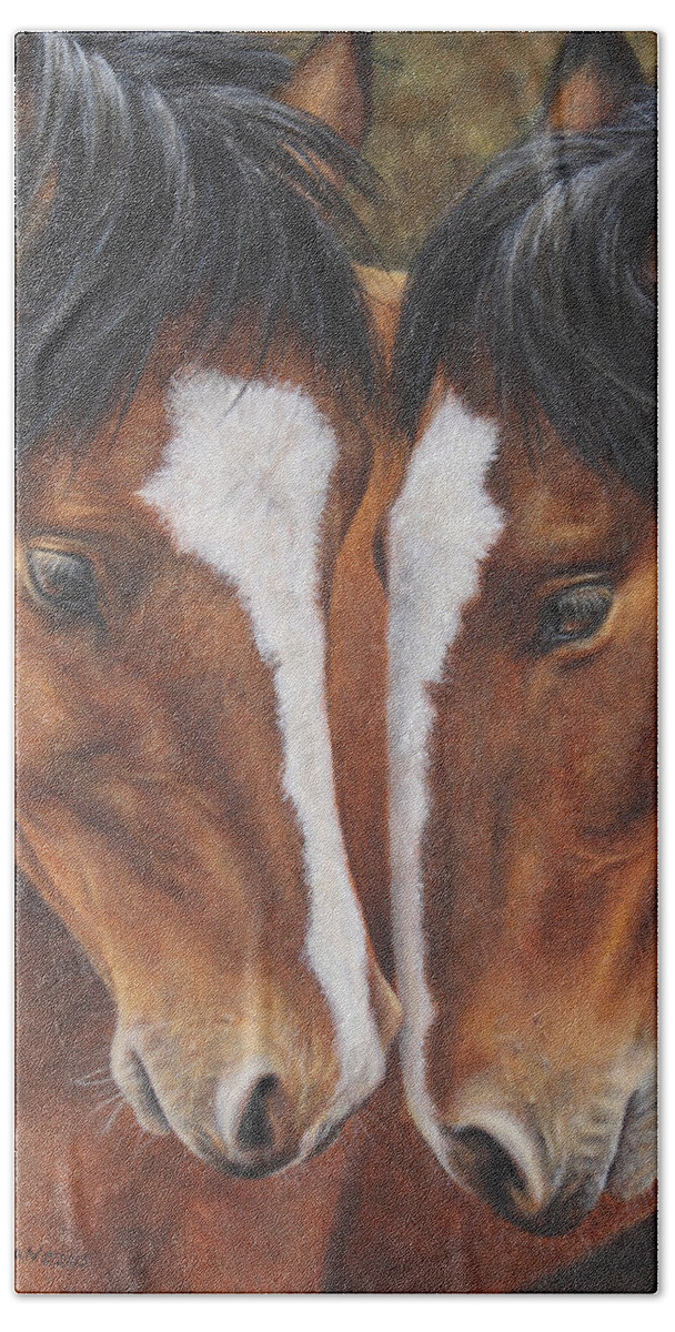 Horses Beach Towel featuring the painting Unbridled Affection by Kim Lockman