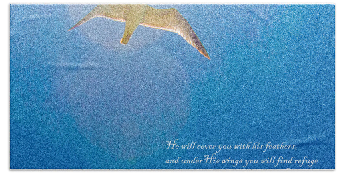 susan Molnar Beach Towel featuring the photograph Under His Wings by Susan Molnar