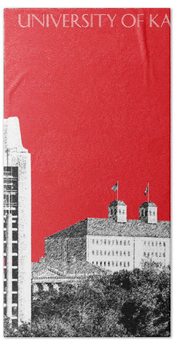 University Beach Towel featuring the digital art University of Kansas - Red by DB Artist
