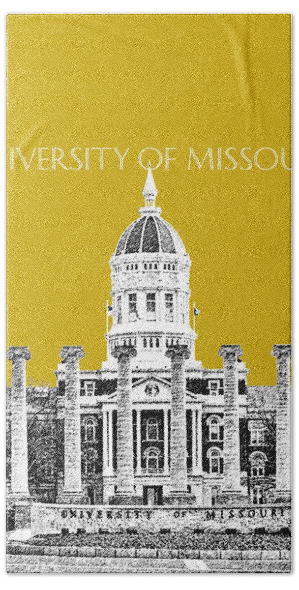 University Beach Towel featuring the digital art University of Missouri - Gold by DB Artist