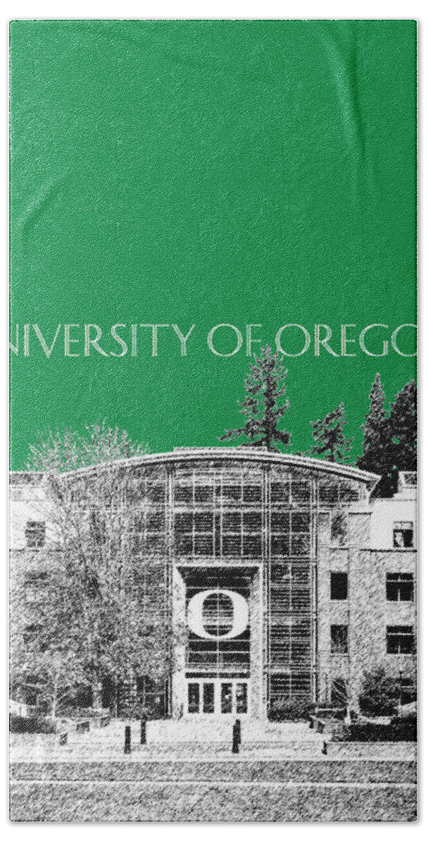 University Beach Towel featuring the digital art University of Oregon - Forest Green by DB Artist