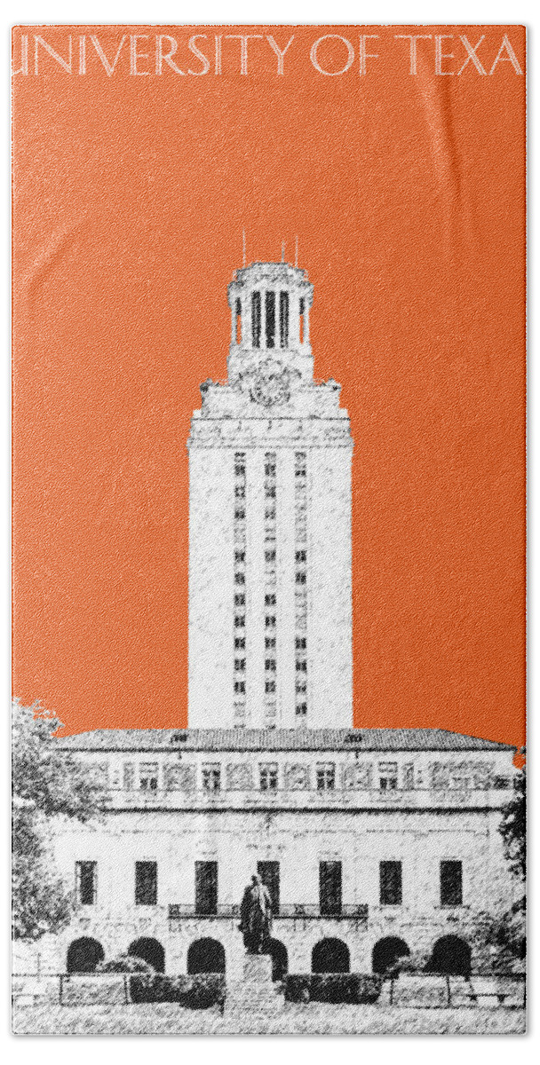 University Beach Towel featuring the digital art University of Texas - Coral by DB Artist