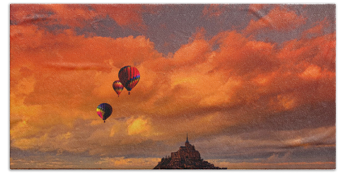 Mont St Michel Beach Towel featuring the photograph Up up and away by Midori Chan