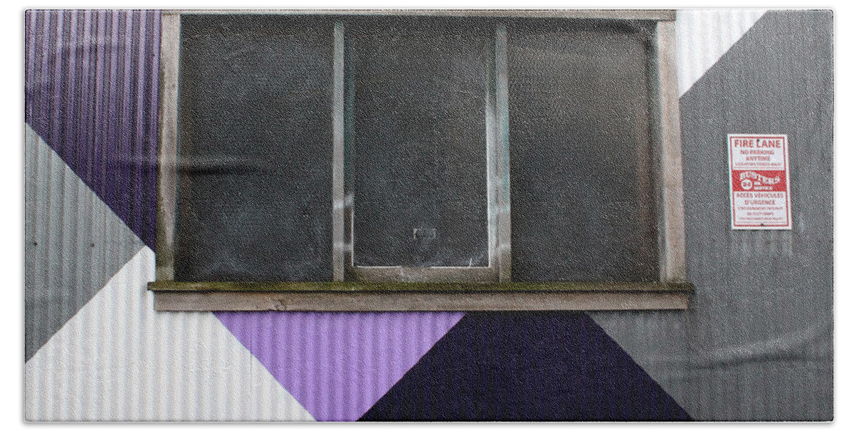 Purple Beach Towel featuring the mixed media Urban Window- photography by Linda Woods