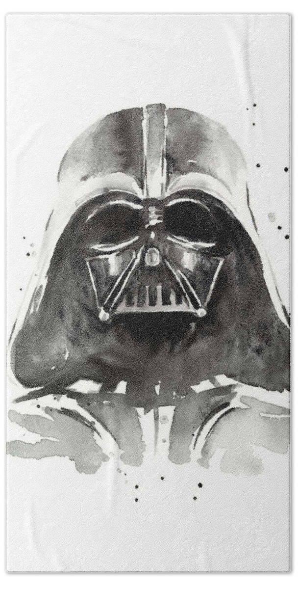 #faatoppicks Beach Towel featuring the painting Darth Vader Watercolor by Olga Shvartsur