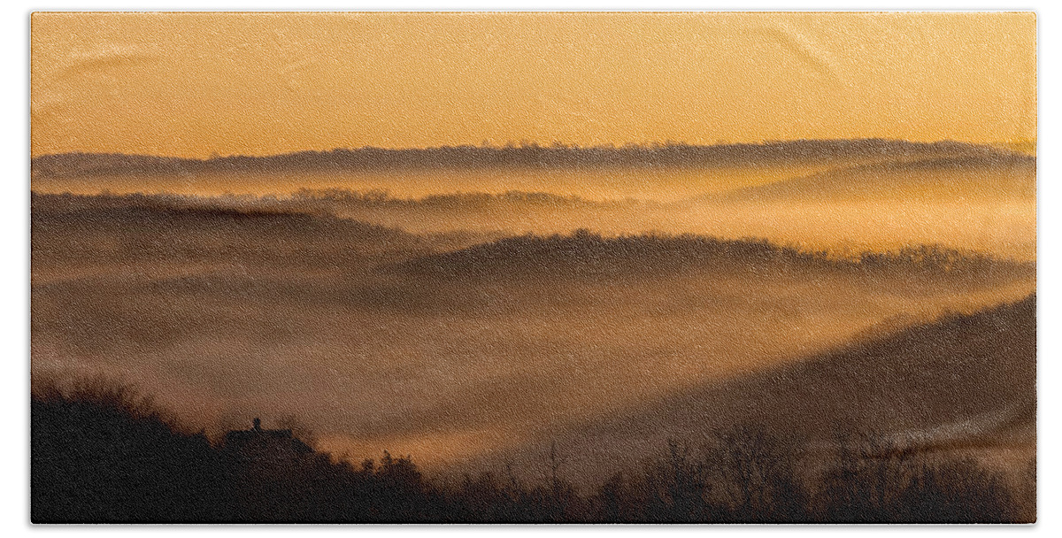 Sunrise Beach Sheet featuring the photograph Valley Fog by Bill Wakeley