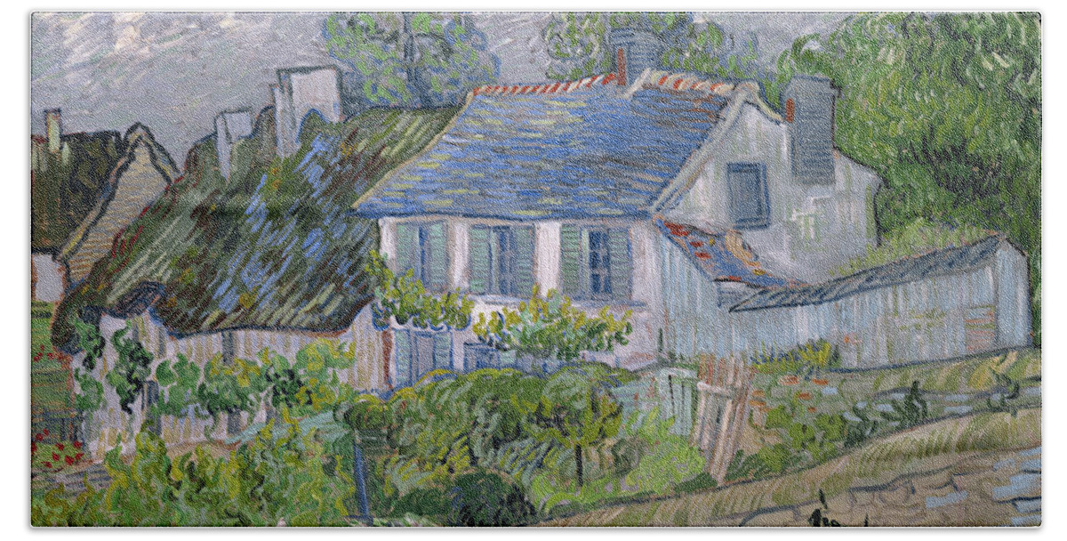 1890 Beach Towel featuring the painting Van Gogh Houses At Auvers by Granger