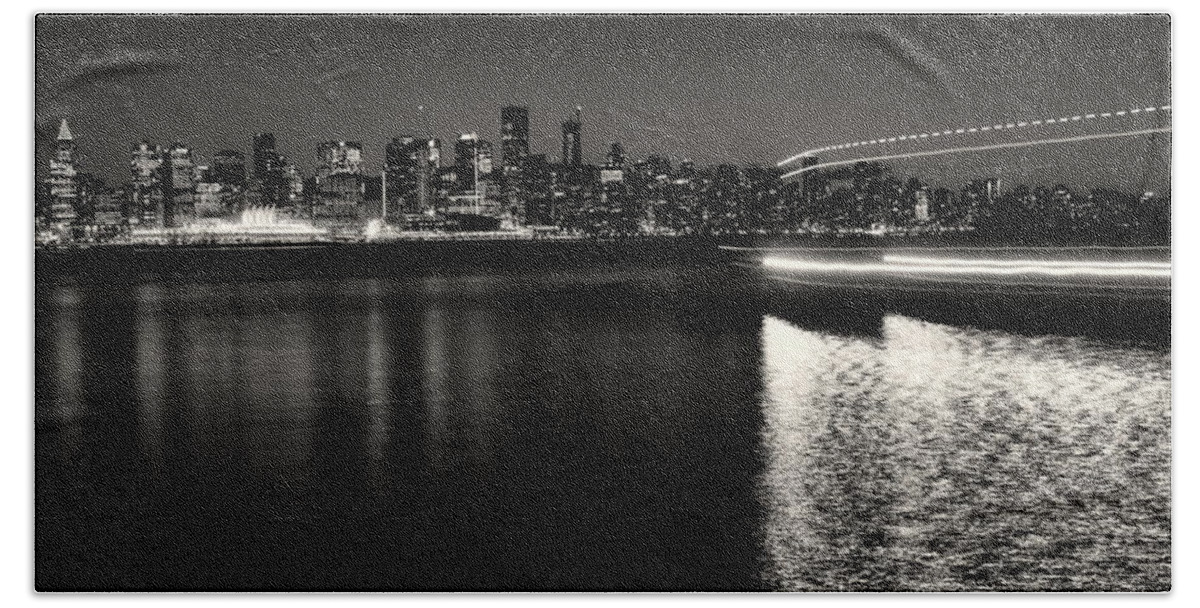 Vancouver Beach Towel featuring the photograph Vancouver Skyline in Black and White by Monte Arnold