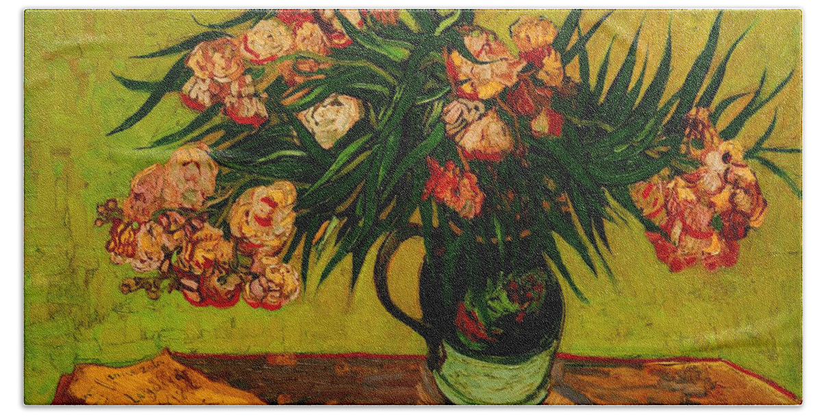 Flowers Beach Towel featuring the painting Vase With Oleanders And Books by Vincent Van Gogh