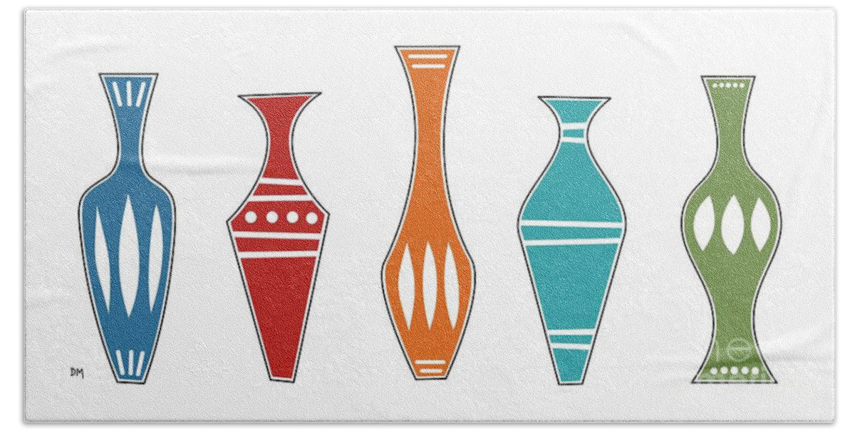 Mid Century Modern Beach Towel featuring the digital art Vases by Donna Mibus