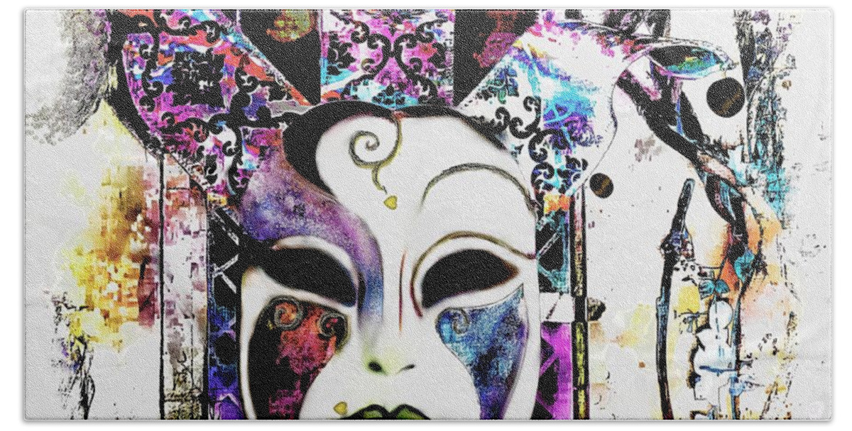 Wall Beach Sheet featuring the painting Venetian Mask by Barbara Chichester