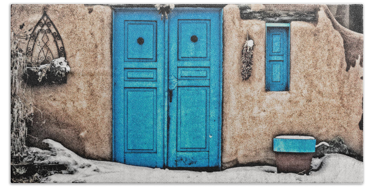 Santa Beach Towel featuring the photograph Very Blue Door by Charles Muhle