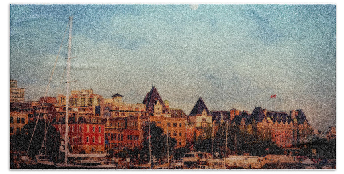 Harbor Beach Towel featuring the photograph Victoria Historic Buildings by Maria Angelica Maira
