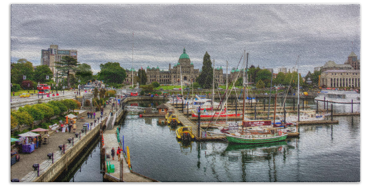 British Columbia Beach Towel featuring the photograph Victoria Inner Harbour by Carrie Cole