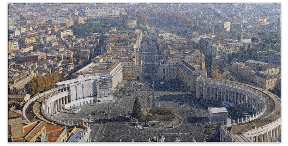 St Peters Basilica Beach Towel featuring the photograph View from Dome of St Peters by Tony Murtagh