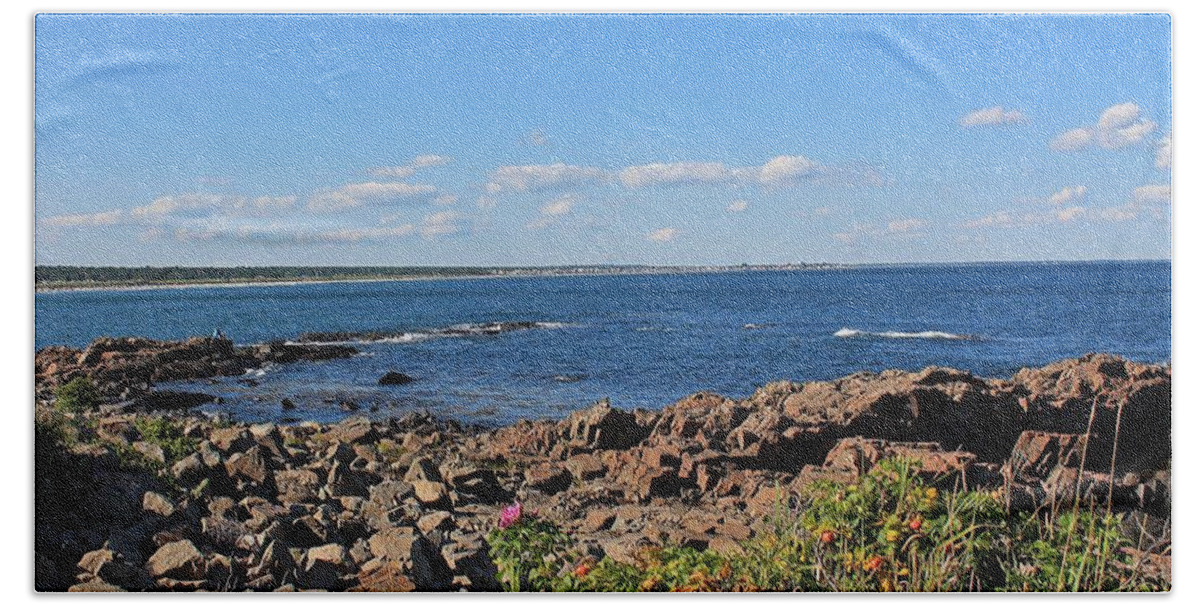 Maine Beach Sheet featuring the photograph View From Marginal Way Ogunquit Maine 3 #1 by Michael Saunders