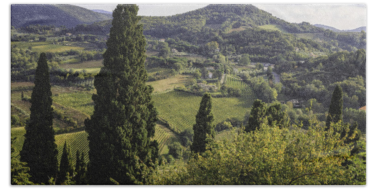 View Beach Towel featuring the photograph View from Montepulciono by Fran Gallogly