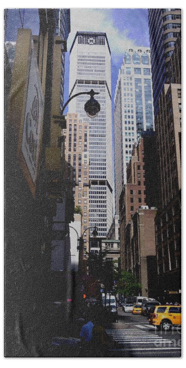 Metlife Building Beach Towel featuring the photograph View toward Grand Central Station by Miriam Danar