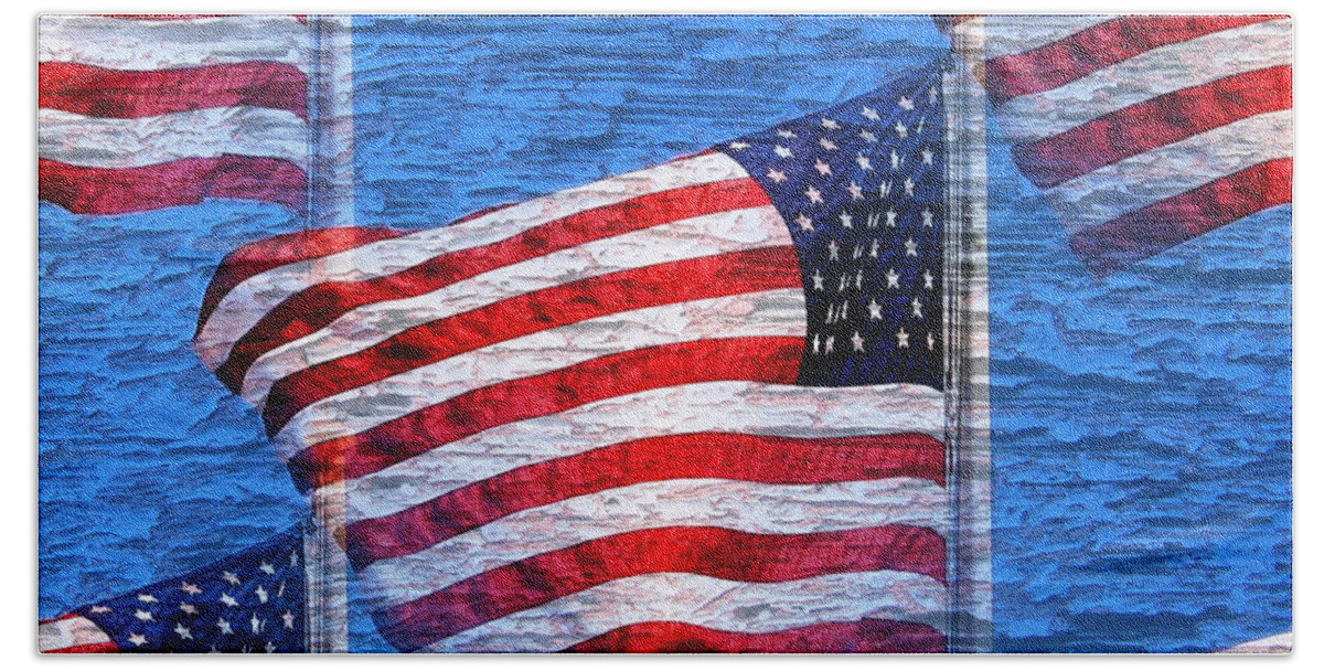 Flag Beach Sheet featuring the photograph Vintage Amercian Flag Abstract by Judy Palkimas