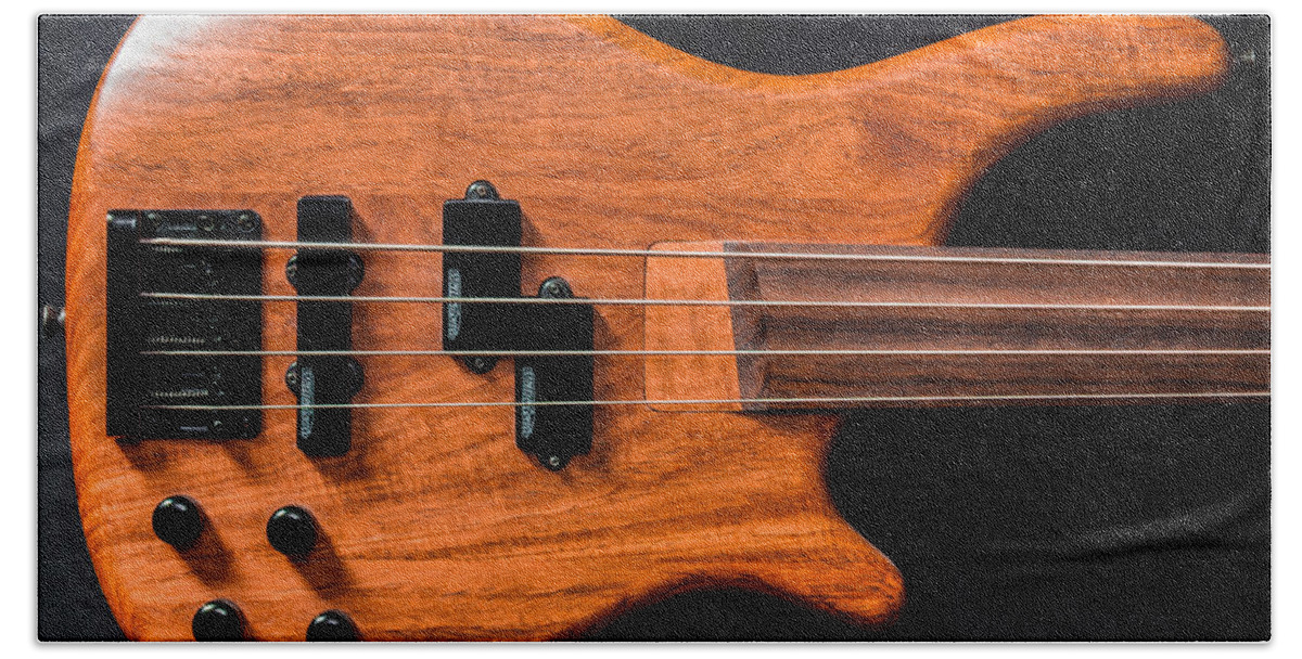 Art Beach Sheet featuring the photograph Vintage Bass Guitar Body by Semmick Photo
