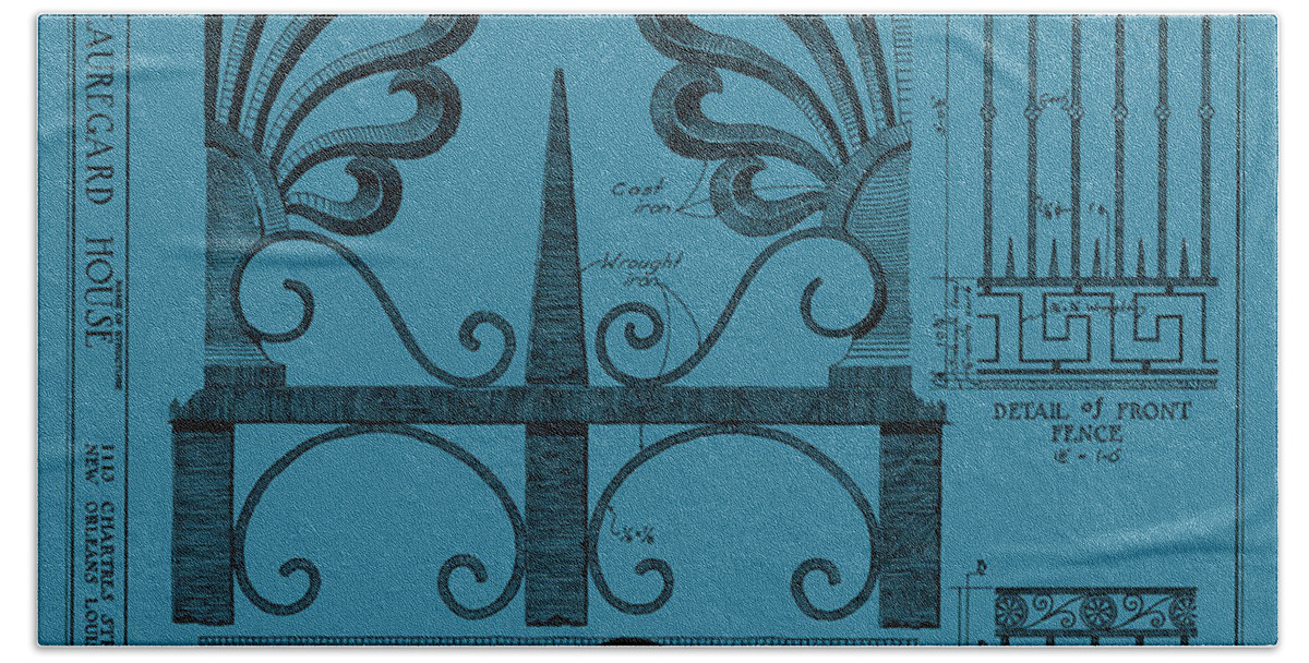 Blueprint Beach Towel featuring the photograph Vintage Blueprints 12b by Andrew Fare