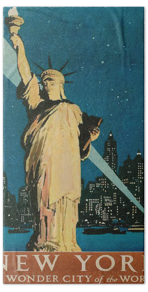 Vintage Beach Towel featuring the digital art Vintage New York by Georgia Clare