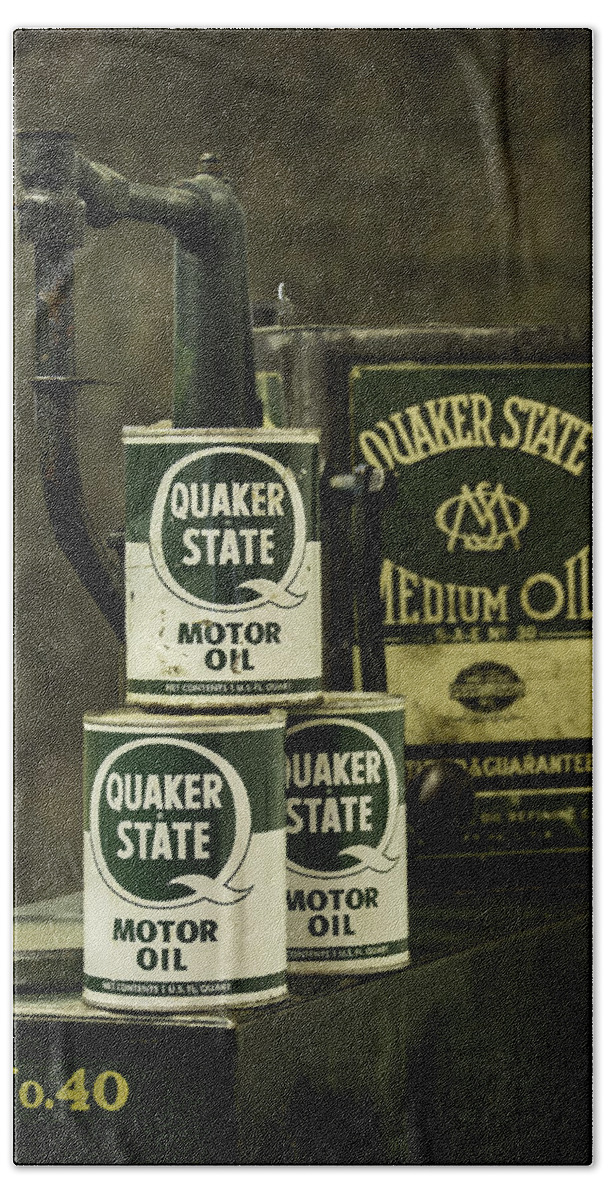 Quaker State Beach Sheet featuring the photograph Vintage Quaker State Motor Oil by Betty Denise