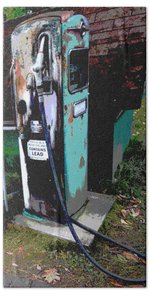 Gas Pump Print Prints Beach Sheet featuring the photograph Vintage Rusty Gas Pump Abstract Fine Art Photography Print by Jerry Cowart