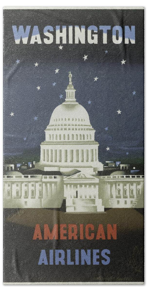 Washington Beach Towel featuring the digital art Vintage Travel Poster - Washington by Georgia Clare