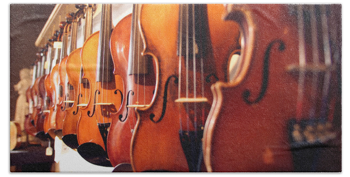 Violin Beach Towel featuring the photograph Violins II by Jon Neidert