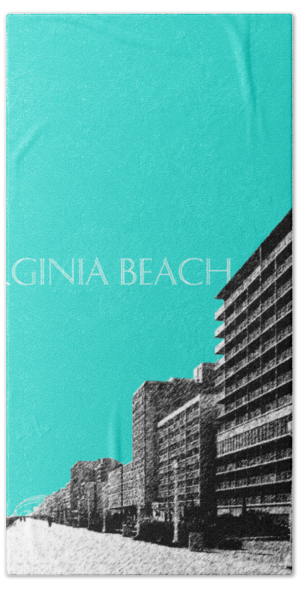 Architecture Beach Towel featuring the digital art Virginia Beach Skyline Boardwalk - Aqua by DB Artist