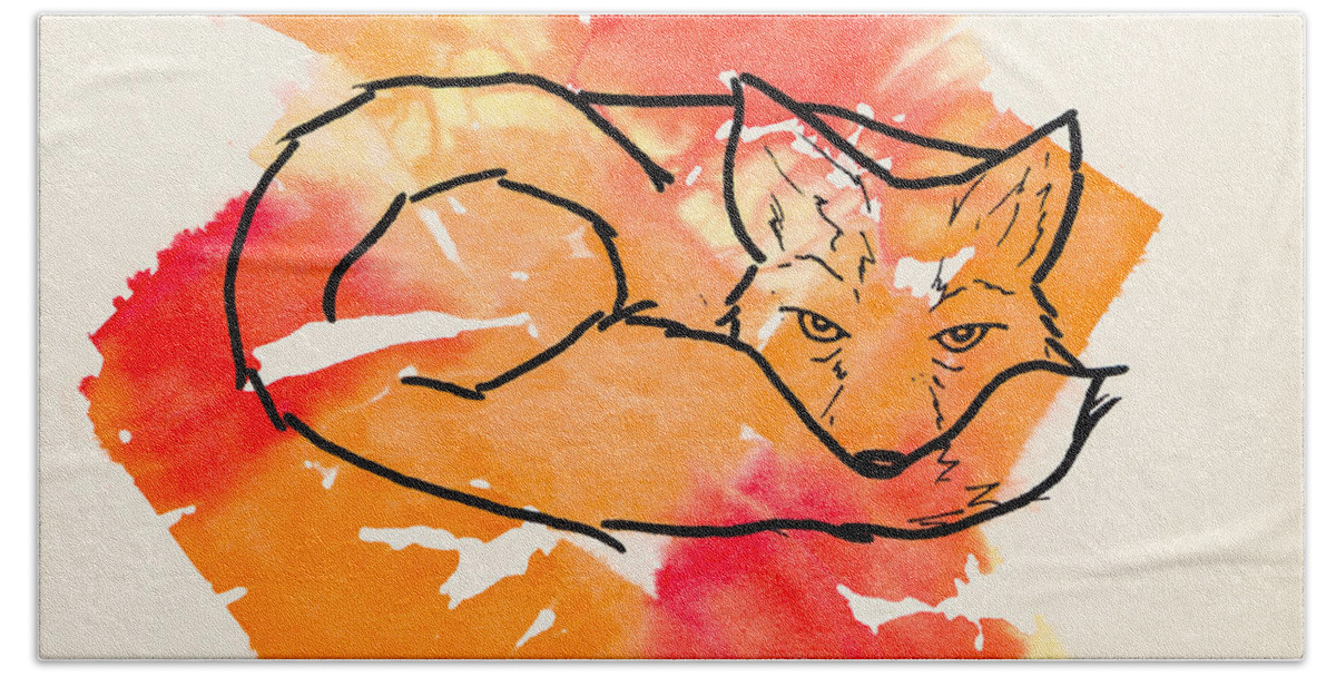 Red Beach Sheet featuring the painting Vulpes vulpes by Stefanie Forck